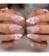 NA003 - French White Bow Camellia Glam Nails